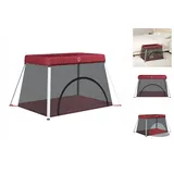 vidaXL Baby-Laufstall mit Matratze Rot Leinenstoff