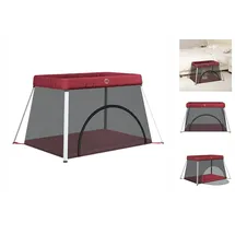 vidaXL Baby-Laufstall mit Matratze Rot Leinenstoff
