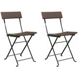 vidaXL Bistrostühle 2 Stk. Klappbar Braun Poly Rattan und Stahl