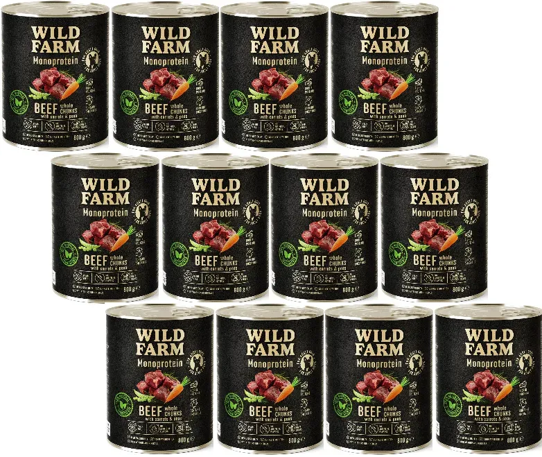WILD FARM Monoprotein Beef 12x800g hypoallergenes Hundefutter