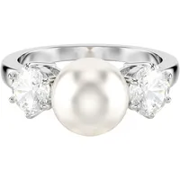 Swarovski Damenring Matrix Cocktailring, Kristallperle, Rundschliff, weiß 60