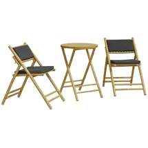 vidaXL 3-tlg Bistro-Set Klappbar mit Dunkelgrauen Kissen Bambus Modell 4