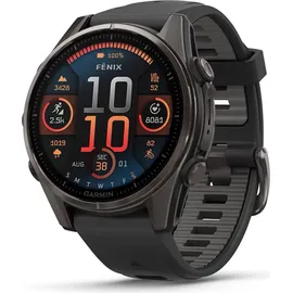 Garmin fenix 8 AMOLED 43 mm sapphire, nebelgrau / softgold Titan mit QuickFit Silikon-Armband 20 mm