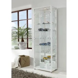fif Möbel Vitrine OPTIMA Standvitrine/Glasvitrine 2x Glastür,perfekt für Sammler,Sammlervitrine weiß