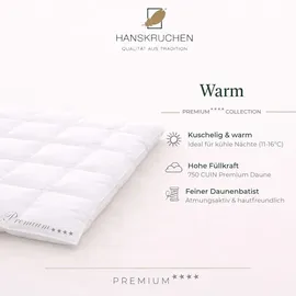 HANSKRUCHEN GmbH Hanskruchen® Winterdecke 200x200 cm Warm 100% Daunen waschbar Allergiker Daunendecke atmungsaktiv Bettdecke weiß - Weiß