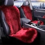 SWECOMZE 1 stück Sitzauflage Autositzkissen Autositzbezug Auto Sitzbezug Lammfell Vordersitzbezug Universal (Rotwein)