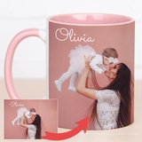 Wanapix | Personalisierte Tasse mit Foto/Text | Bedrucken/Fototasse/Motivtasse/Werbetasse/Firmentasse | Personalisierte Geschenke | 325ml | Becher aus Keramik | ROSA