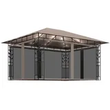 vidaXL Pavillon mit Moskitonetz & LED-Lichterkette 4x3x2,73 m Taupe