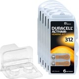 30 Duracell Activair Hörgerätebatterien PR41 Braun 312 + Box für 2 Zellen