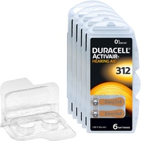 30 Duracell Activair Hörgerätebatterien PR41 Braun 312 + Box für 2 Zellen
