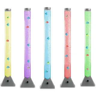 Nowa Stehleuchte Wassersäule Stehlampe Standleuchte Beistellleuchte, Farbwechslerfunktion Sprudelstärke Deko Fische, 12x led, DxH 10x120cm