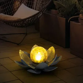 GLOBO 2er Set LED Solarleuchten, 1x Lotusblume 1x Buddha