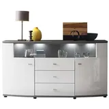 HOMETREND Sideboard Trendy - Weiß Hochglanz / Anthrazit