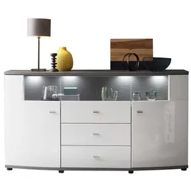 HOMETREND Sideboard Trendy - Weiß Hochglanz / Anthrazit