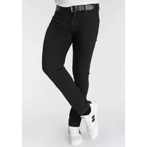 delmao Stretch-Jeans ""Reed"", Herren, Gr. 38, Länge 30, schwarz, Obermaterial: 82% Baumwolle, 16% Polyester, 2% Elasthan, unifarben, Basic, normal lang, Jeans, gerader Beinschnitt, Used-Look-Waschung, niedrige Leibhöhe