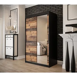 möbel kryspol Schwebetürenschrank OLD STYLE T2 120 x 200 x 62 cm Schwarz