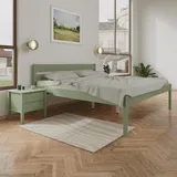 ESTADESIGN Set aus Massivholz Bett und Lattenrost – FSC-zertifiziertes Birkenholz, Stabil, Langlebig und Einfach zu Montieren, Skandinavisches Design für Moderne Schlafzimmer (Olive, Hoch 160x200 cm)