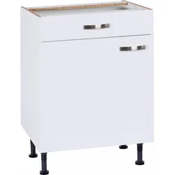 Unterschrank KOCHSTATION "KS-Cara", weiß (weiß, weiß), B:60cm H:87cm T:58,4cm, Schränke, Breite 60 cm, mit Vollauszug und Soft-Close-Funktion