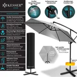 Kesser KESSER® Alu Ampelschirm Sonnenschirm + Abdeckung Ø300 cm / Ø350 cm mit Kurbelvorrichtung Kurbelschirm mit Ständer UV-Schutz Aluminium Wasserabweisende Bespannung - Schirm Gartenschirm Marktschirm