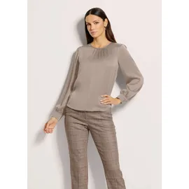 Madeleine Raffinierte Faltenbluse mit Rundhalsausschnitt Beige 36