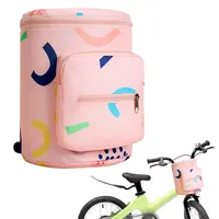 Favuit Lenkertasche Kinder, Fahrradkorb Vorne Faltbar Fahrrad Korb Lenker Tasche Fahrradtasche für Laufrad Dreirad Scooter Roller Kinderfahrrad Zubehör (Rosa Erdbeere)