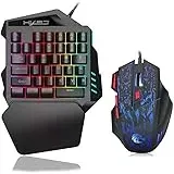 Einhändige mechanische Gaming-Tastatur und -Maus, 35 Tasten, Einhand-mechanische Mini-Gaming-Tastatur, angepasste LED-Hintergrundbeleuchtung, ergonomischer Game-Controller mit 1,5 m Linie für