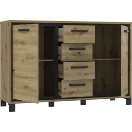 Forte Sideboard Trondheim 138,4 x 91,3 x 41,5 cm Artisan Eiche/Schwarz Eiche