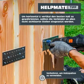 Helpmate – 6 Stück Lochplatten 100x300 mm – Flachverbinder galvanisch verzinkt & blau passiviert – Holzverbinder mit Korrosionsschutz, stabil & langlebig – einfache Montage