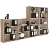 BMG Möbel Aktenregal Schrankwand Set Office Edition, Spar-Set, 6, 9, 10, 15 oder 16 Fächer, Made in Germany braun 337.6 cm x 185.6 cm x 33 cm