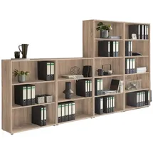 BMG Möbel Aktenregal Schrankwand Set Office Edition, Spar-Set, 6, 9, 10, 15 oder 16 Fächer, Made in Germany braun 337.6 cm x 185.6 cm x 33 cm