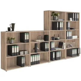 BMG Möbel Aktenregal Schrankwand Set Office Edition, Spar-Set, 6, 9, 10, 15 oder 16 Fächer, Made in Germany braun 337.6 cm x 185.6 cm x 33 cm