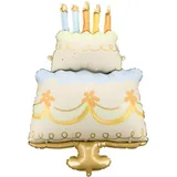 Großer bunter Folienballon Kuchen, 62x104 cm, farbenfrohes Design, perfekt für Geburtstagsfeiern, Kinderfeste, Jubiläen und besondere Anlässe - zum Befüllen mit Luft oder Helium, inklusive Strohhalm