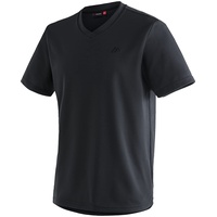 Maier Sports Wali, einfarbiges Piqué Kurzarm-Shirt mit V-Ausschnitt, Schwarz, S