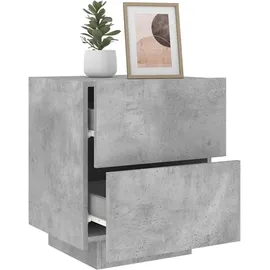 vidaXL Nachttische mit LED-Leuchten 2 Stk. Betongrau Holzwerkstoff
