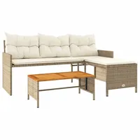 vidaXL Gartensofa in L-Form Loungesofa beige