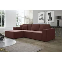 Fun Möbel Ecksofa Schlafsofa Sofa CONOR PREMIUM Stoff Kronos Altrosa Ottomane Links