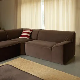 Tikamoon Quinto - Modulares Ecksofa aus braunem Stoff, 3 Sitzer