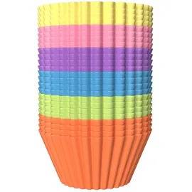 Intirilife 24 Stück Muffinform Cupcakeform – 7 x 3.2 cm – Wiederverwendbare bunte Silikon Muffinformen 24-tlg), Cupcakeformen antihaft Gefrierschrank- und Mikrowellengeeignet