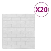 vidaXL 3D Tapete Ziegelstein Selbstklebend 20 Stk. Weiß