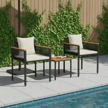vidaXL Gartenmöbel Set 3-tlg. Schwarz