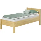 Erst-Holz Hohes Holzbett 90x200 Kiefer Natur Seniorenbett Einzelbett Zubehör wählbar V-60.55-09, Ausstattung:ohne Zubehör