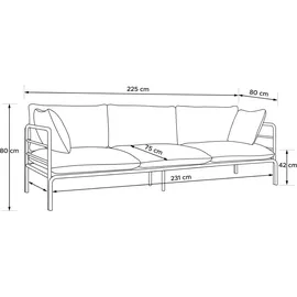 Konsimo Gartenmöbelset RAMBE 4-tlg. 1x Tisch 2x Sessel 1x Sofa 3-Sitzer, mit Auflage, Stahlrahmen, LOFT-STIL, Anthrazit/Hellgrau - Dunkelgrau