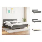 vidaXL Boxspringbett mit Matratze Dunkelgrau 160x200 cm Stoff