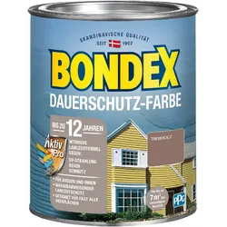 BONDEX Dauerschutz Farbe Außen Holzfarbe, Hochdeckend, Treibholz, 0,75 l