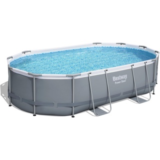 BESTWAY Power Steel Frame Pool oval Set 488 x 305 x 107 cm inkl. Filterpumpe