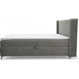 Fun Möbel Boxspringbett Schlafzimmerbett DAMIEN 180x200cm Stoff Salvador Dunkelgrau - Grau