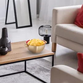 Relaxdays Servierschüssel, Edelstahl, Ø 20 cm, runde Metallschüssel zum Backen & Servieren, Küchenschüssel, gold/ rot