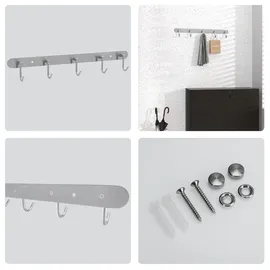 Intirilife Garderobenleiste Modell C Edelstahl Silber