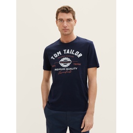 TOM TAILOR T-Shirt mit Logo-Print aus Baumwolle, sky captain blue, XL