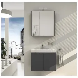 Badmöbel-Set EOLA anthrazit matt, 2 Türen, Breite 710 mm - 93 230 87